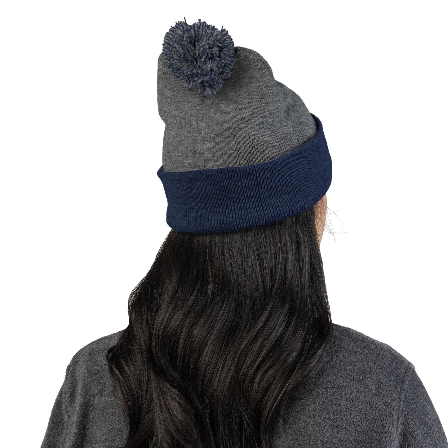 Faquak! Embroidered Pom-Pom Beanie — Cute Cat Heart Design