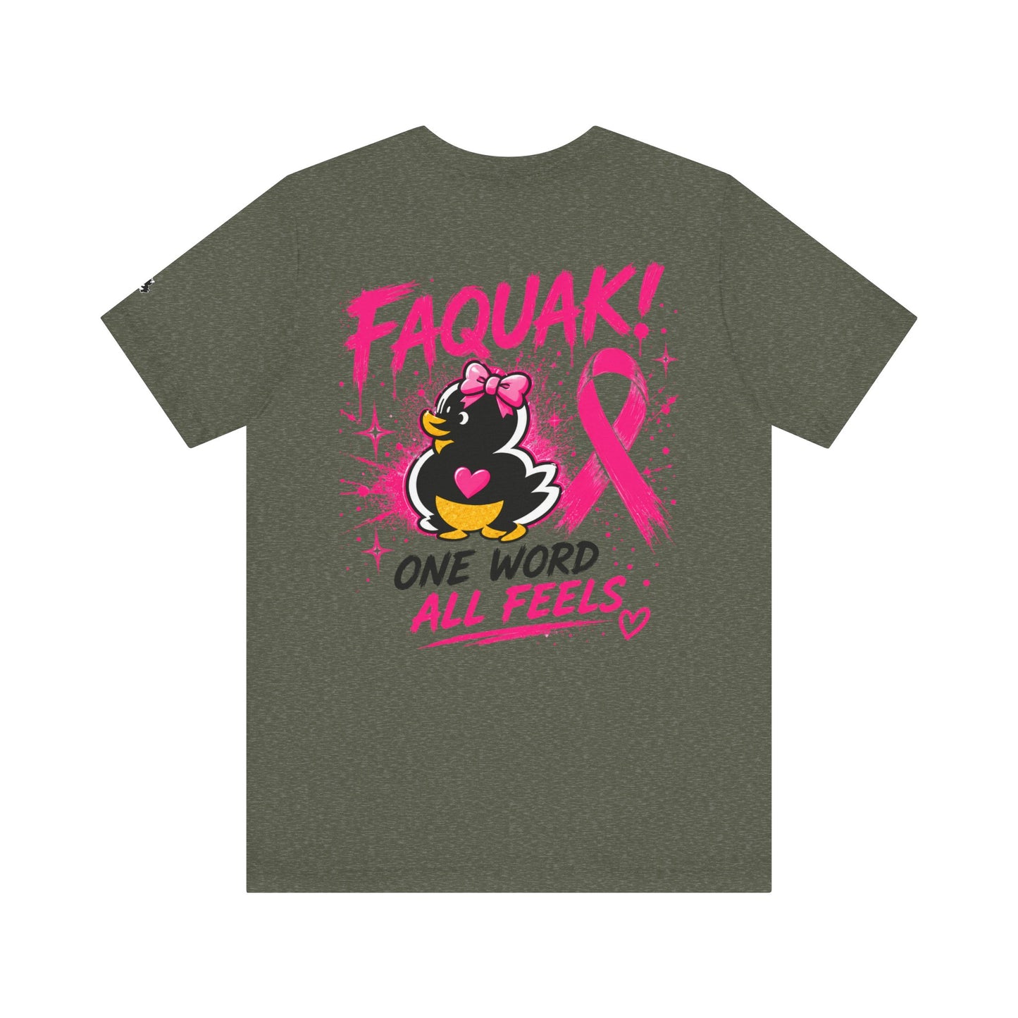 FAQUAK! Duck with Pink Ribbon T-Shirt | Breast Cancer Awareness Tee