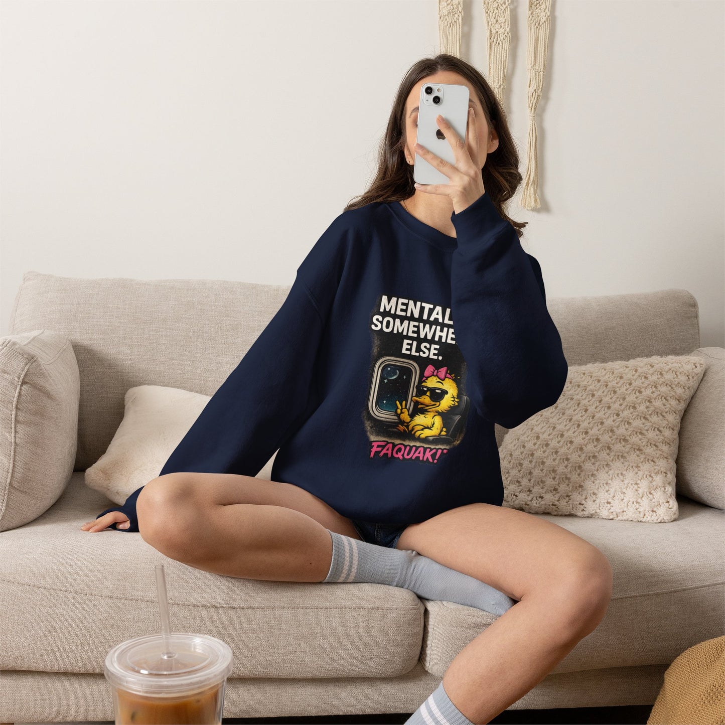 I Don’t Trip I Glide Crewneck Sweatshirt — Cute Skate Duck Graphic