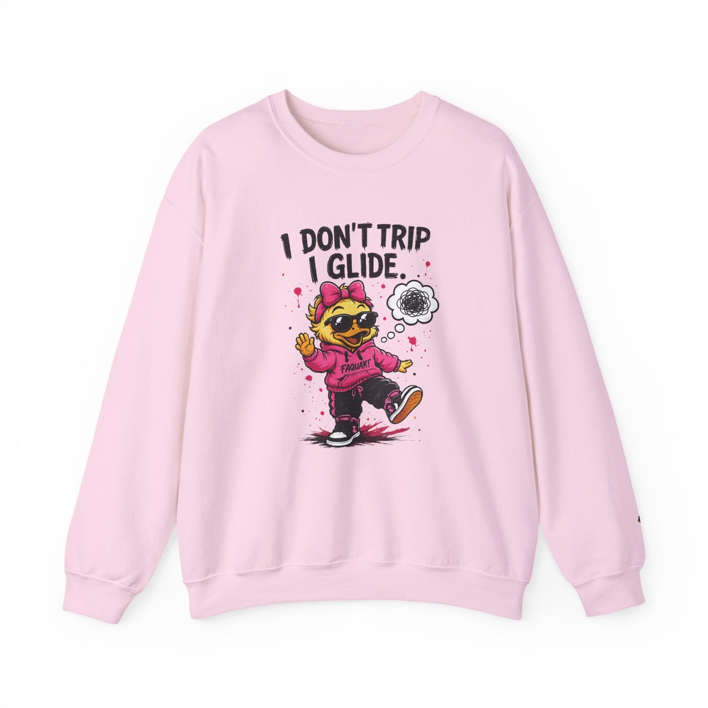 I Don’t Trip I Glide Crewneck Sweatshirt — Cute Skate Duck Graphic