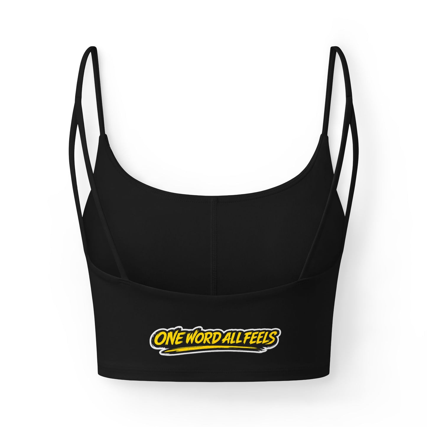 Luxe Crop Bra — "One Word All Feels" Embroidered Heart Logo