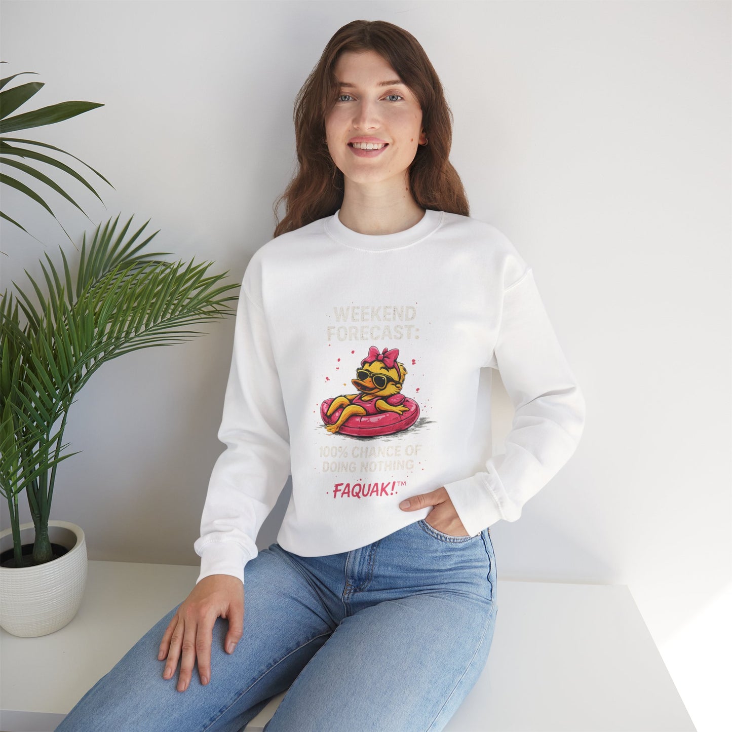 Weekend Forecast  - Crewneck Sweatshirt — Cute Skate Duck Graphic
