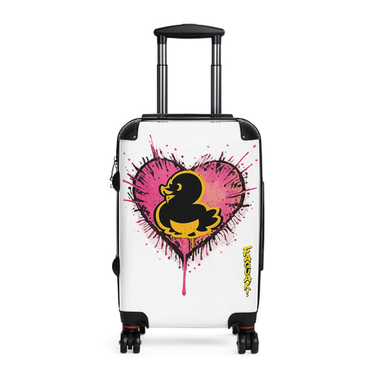 Black Faquak! Duck Heart Print Carry-On Luggage