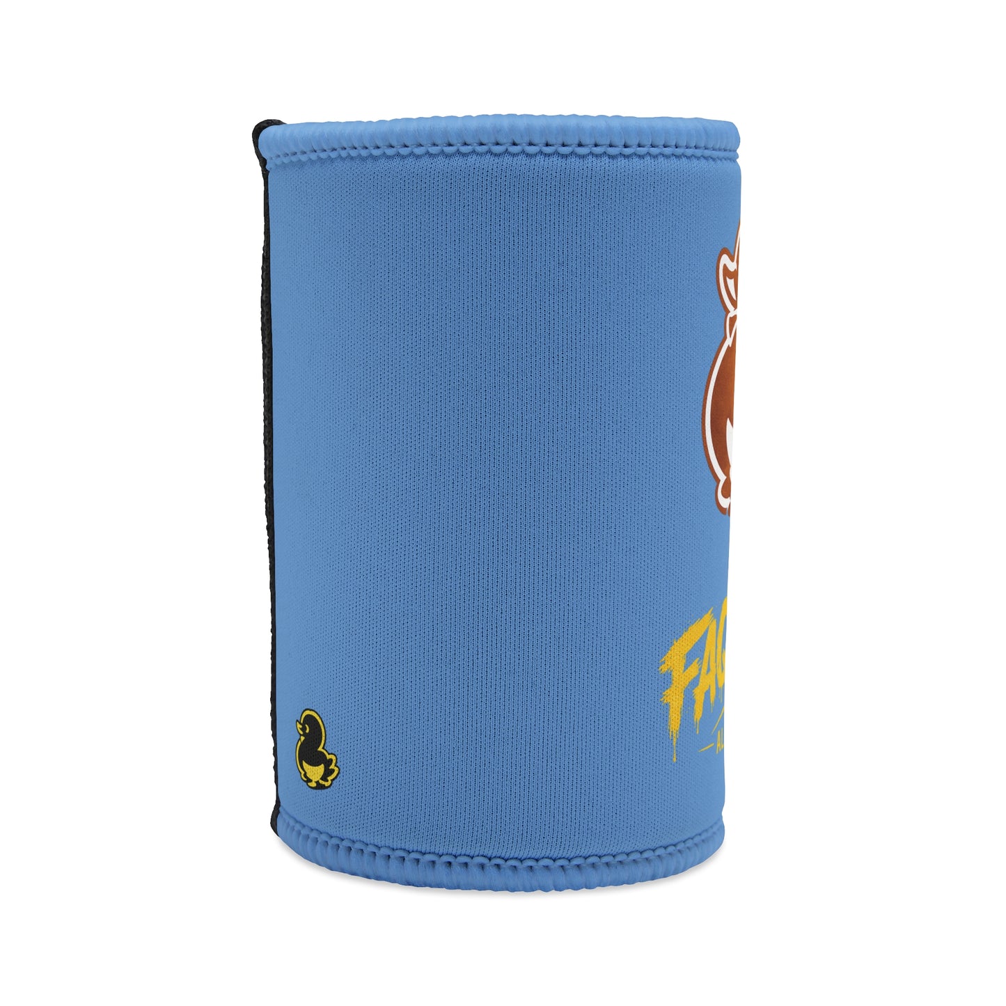 Blue Stubby Cooler — 'Faquak! All Feels' Duck Logo Can Cooler