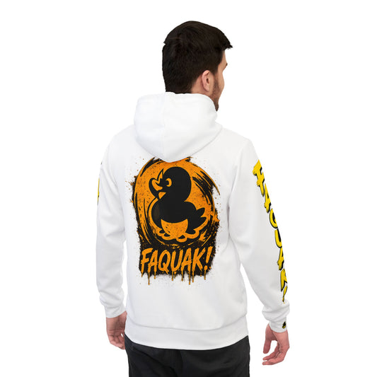 White Athletic Hoodie — FAQUAK! Rubber Duck Graphic Pullover