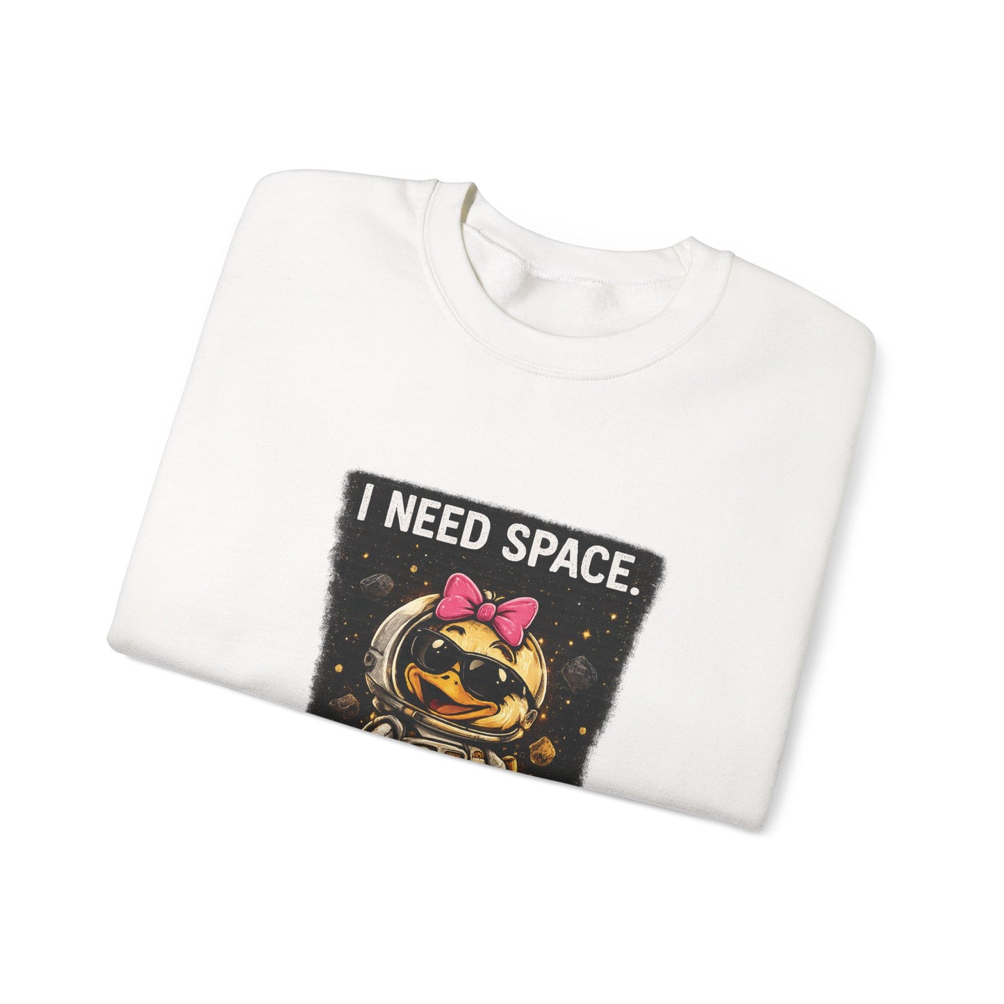 Need Space I Glide Crewneck Sweatshirt — Cute Skate Duck Graphic