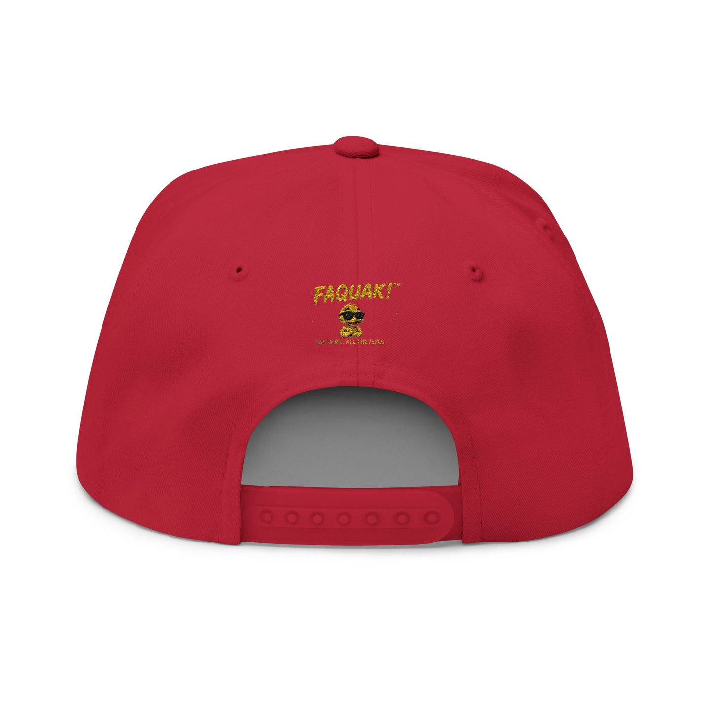 FAQUAK! Patch Flat Bill Cap — Embroidered Rubber Ducky Snapback