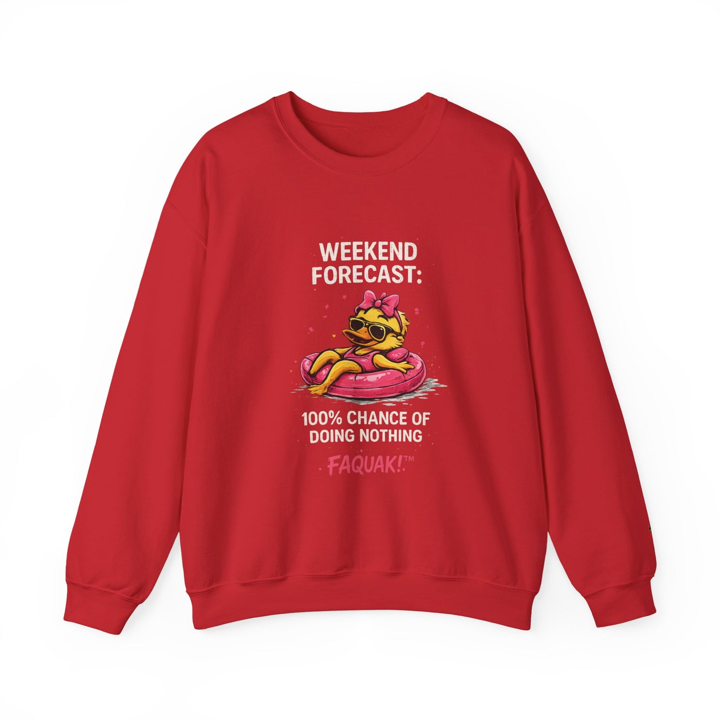 Weekend Forecast  - Crewneck Sweatshirt — Cute Skate Duck Graphic