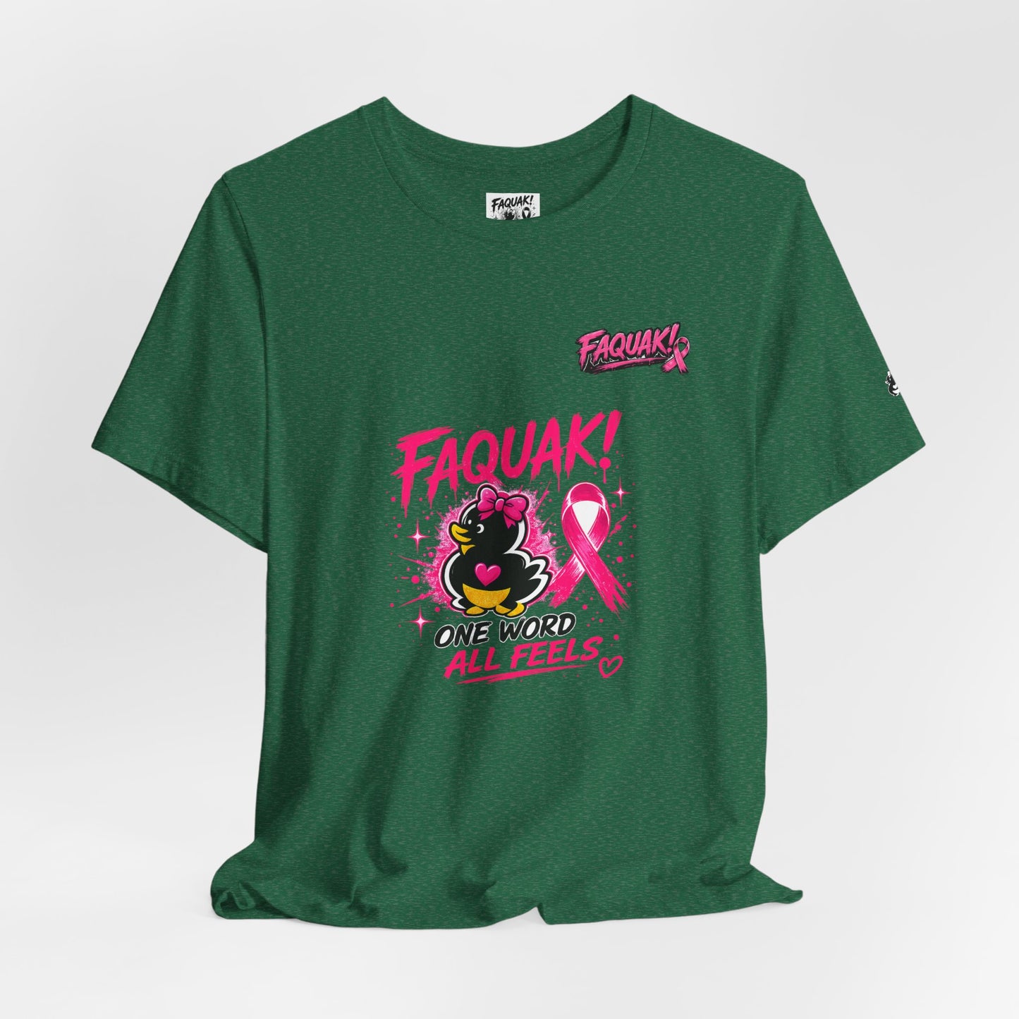 FAQUAK! Duck with Pink Ribbon T-Shirt | Breast Cancer Awareness Tee