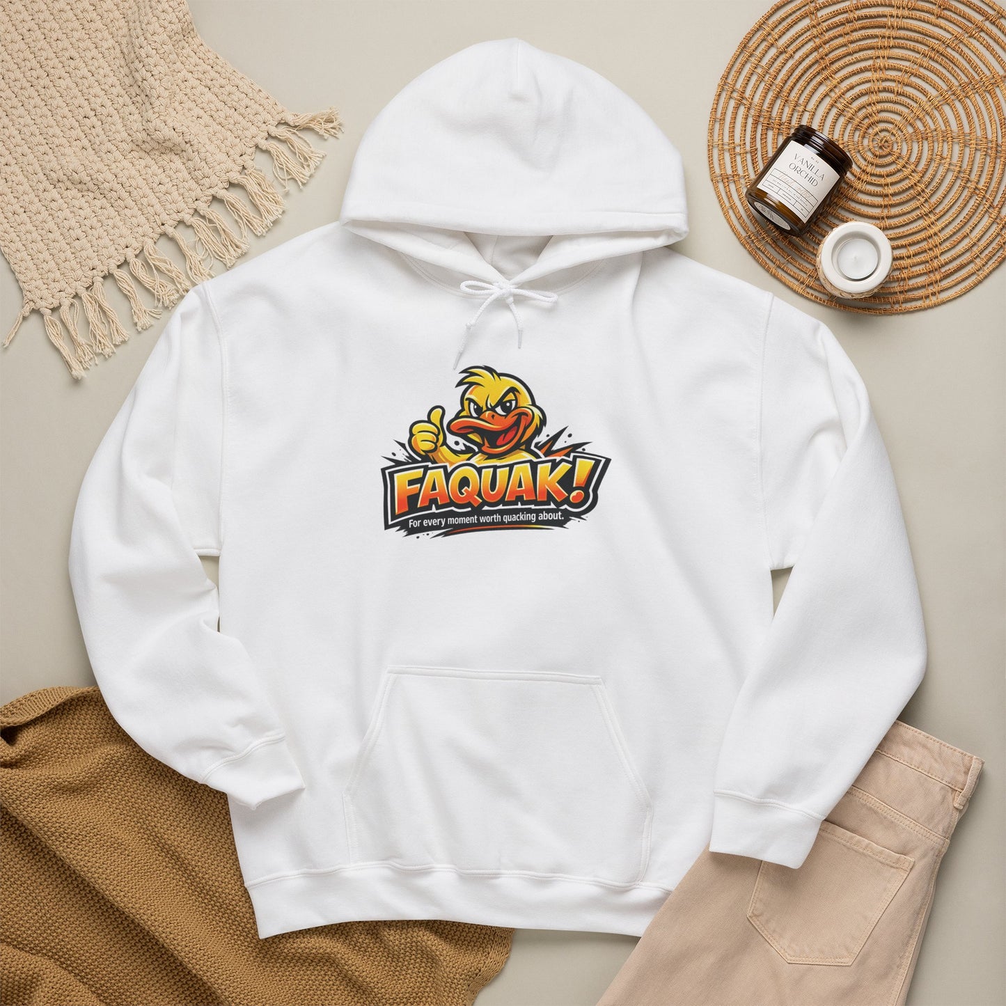 Faquak! Duck Logo Hoodie – Funny Retro Mascot Graphic Sweatshirt