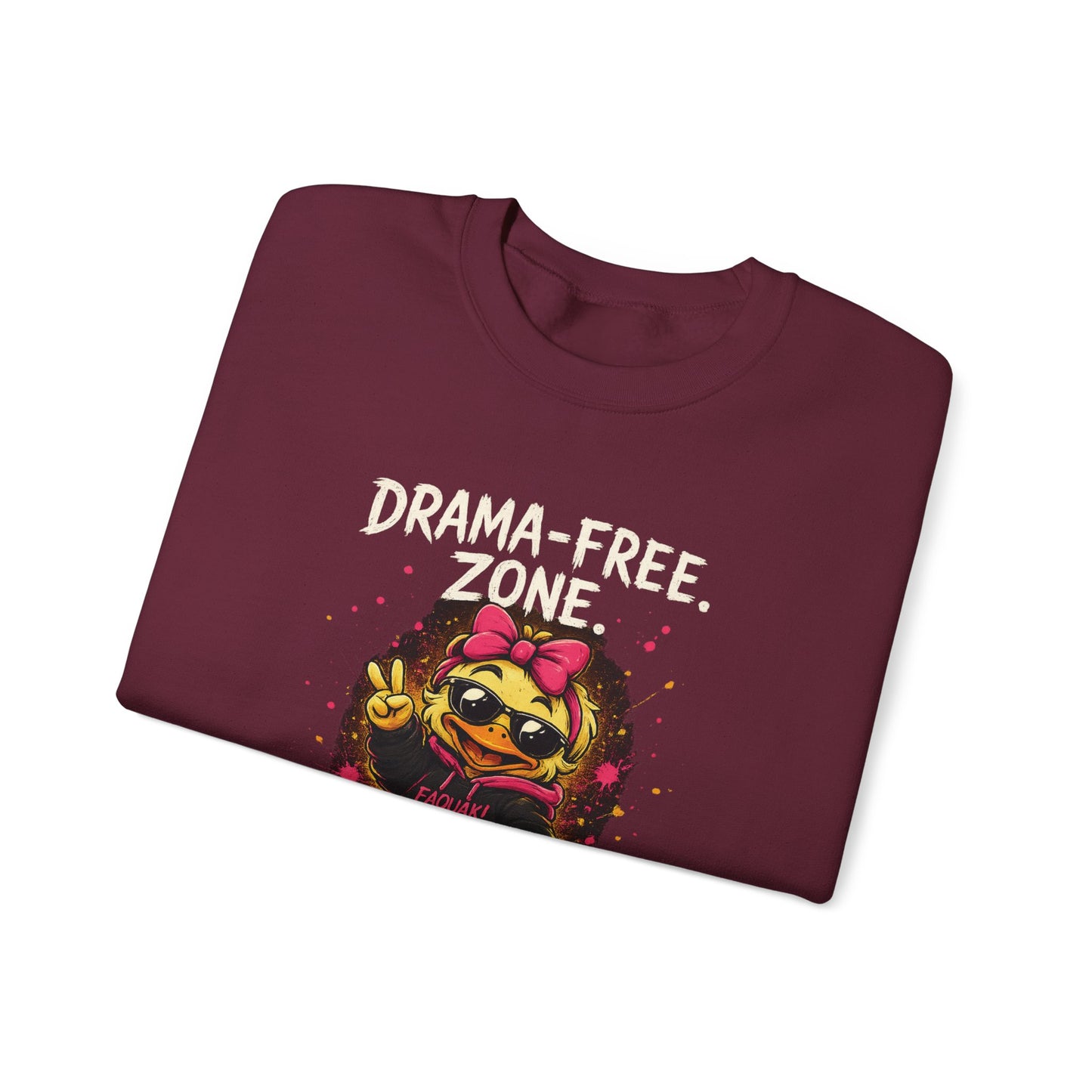 Drama-Free- Crewneck Sweatshirt — Cute Skate Duck Graphic