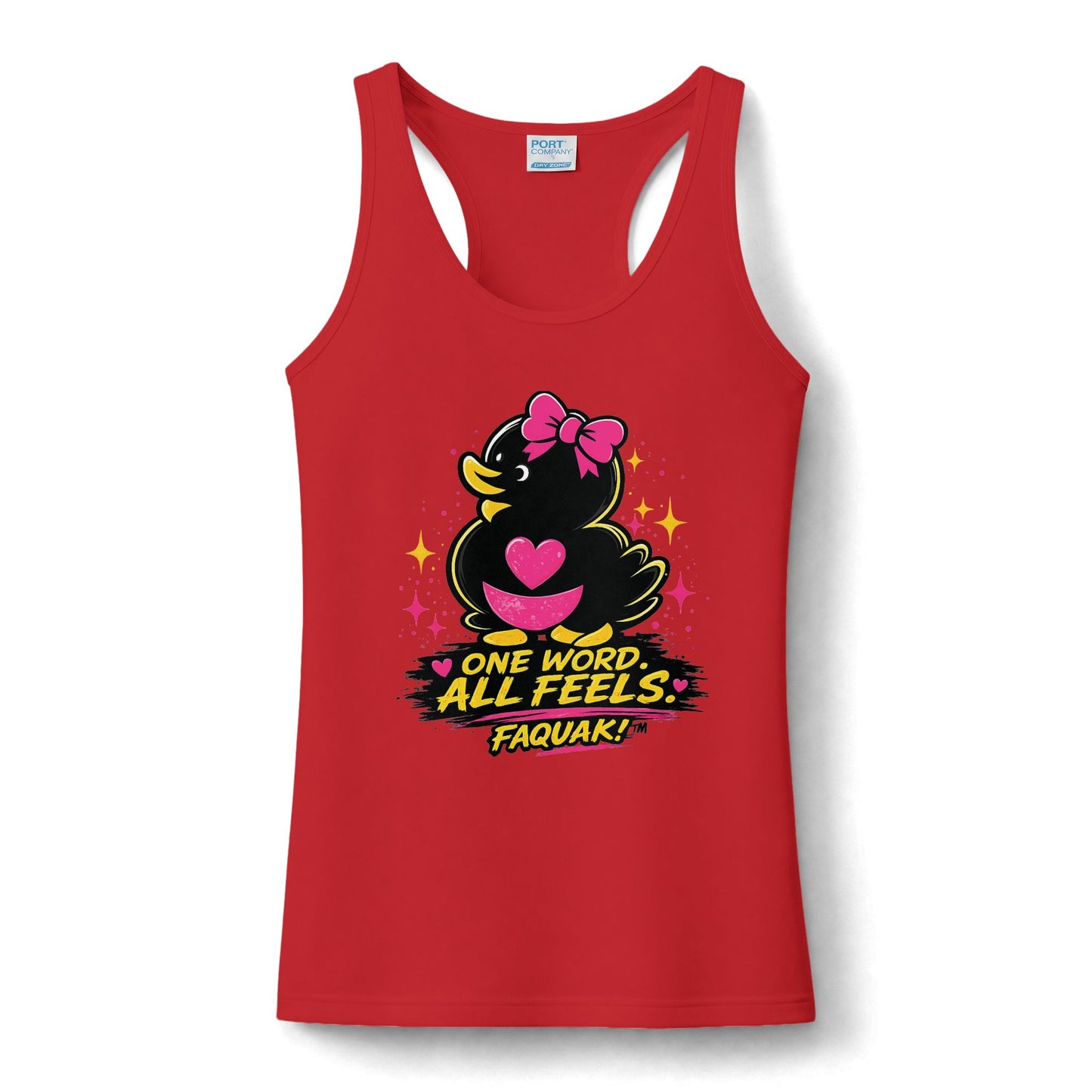 Duck Graphic Tank Top — "One Word, All Feels" Cute Retro Fitness Tank