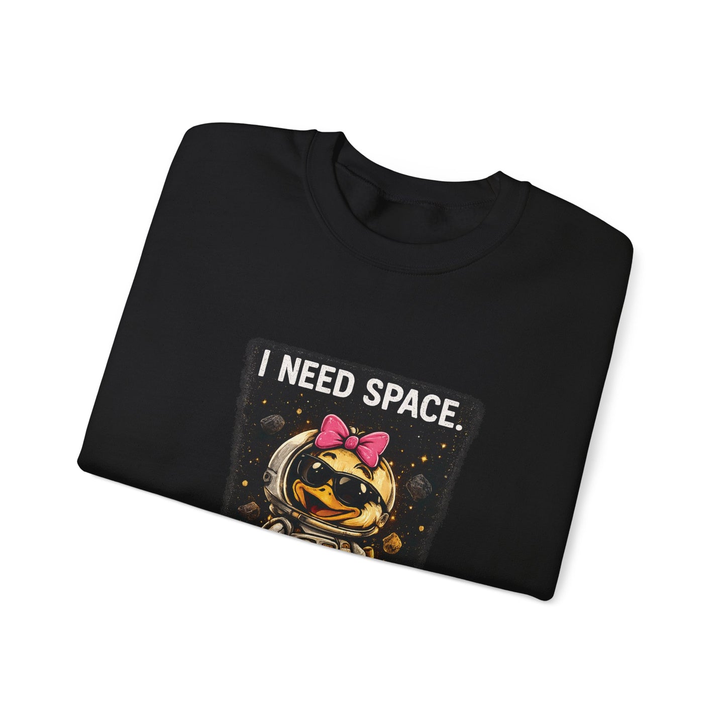 Need Space I Glide Crewneck Sweatshirt — Cute Skate Duck Graphic