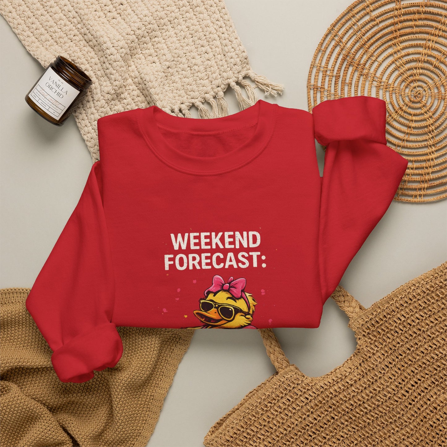 Weekend Forecast  - Crewneck Sweatshirt — Cute Skate Duck Graphic