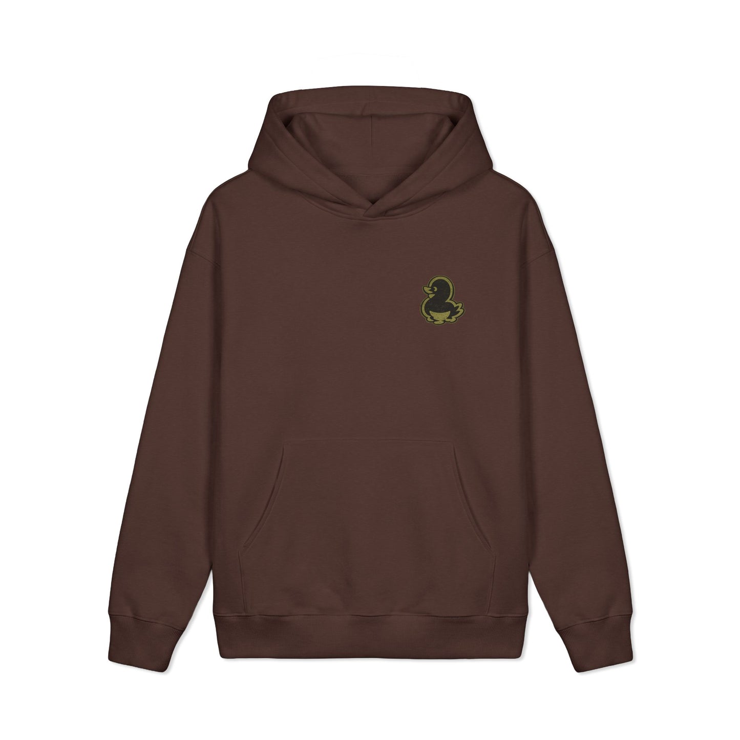Graphic Hoodie — "Faquak! One Word All Feels." Retro Camo Script Back Print