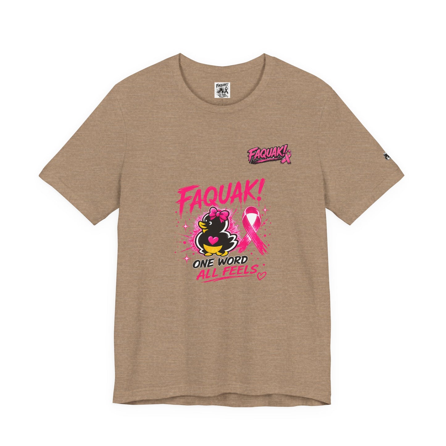 FAQUAK! Duck with Pink Ribbon T-Shirt | Breast Cancer Awareness Tee