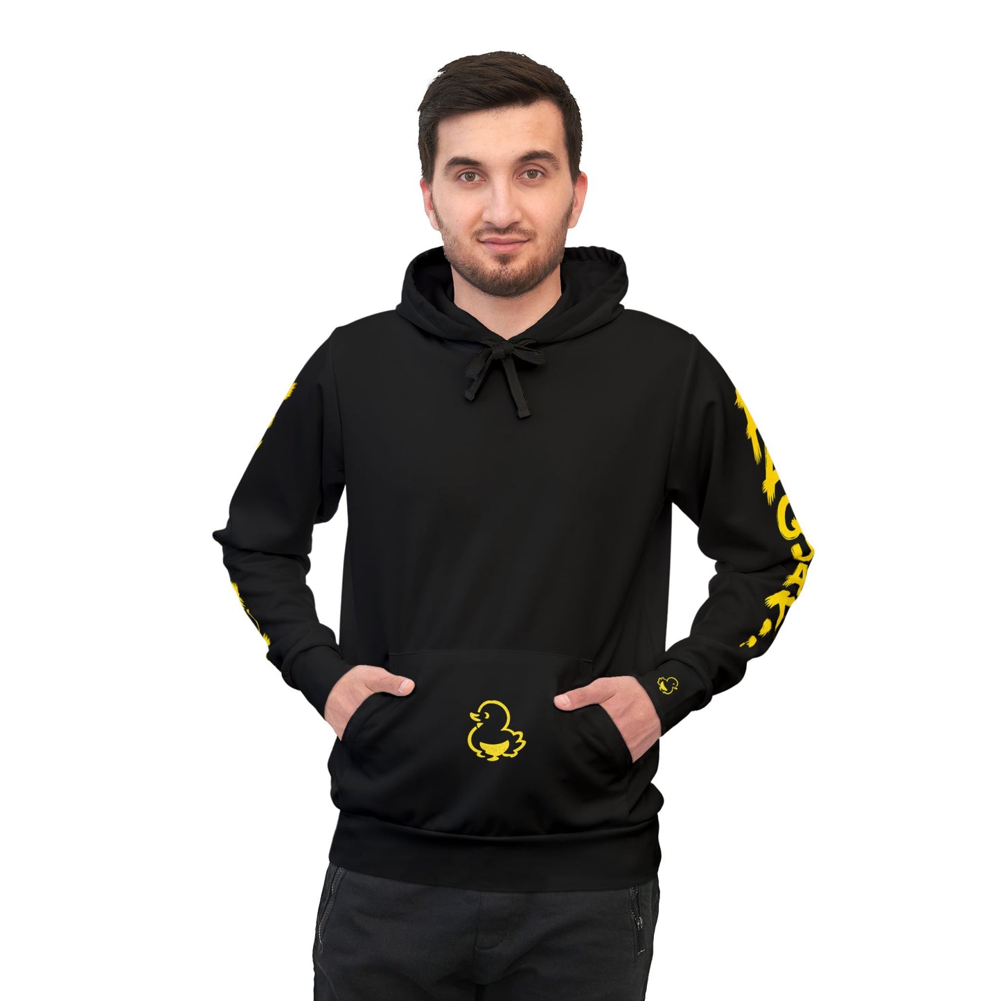 Black Athletic Hoodie — FAQUAK! Rubber Duck Graphic Pullover
