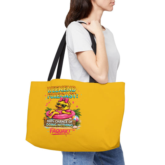 Weekender Tote Bag — “Weekend Forecast: 100% Chance of Doing Nothing” Beach Vacation Tote