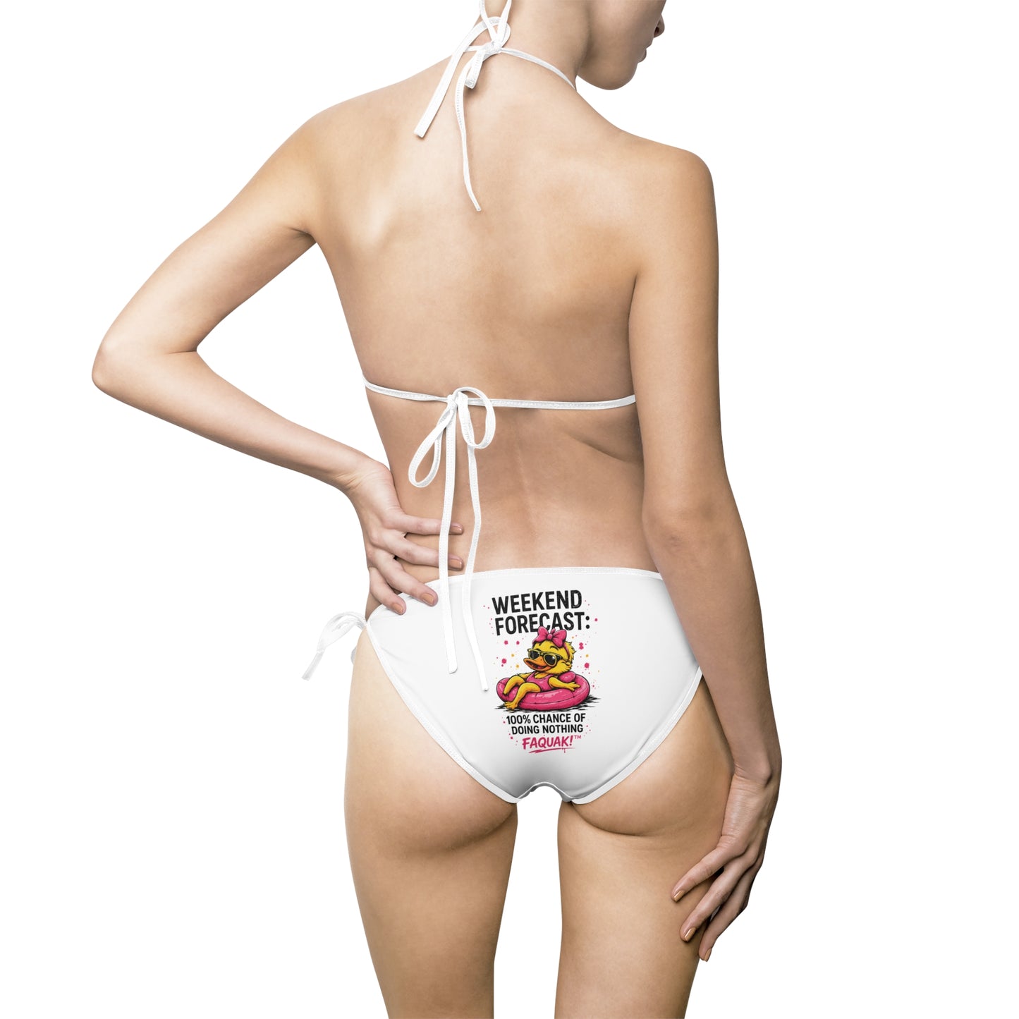 White Floral Heart Bikini — Women's Two-Piece Swimwear with Tiny Flower Emblem