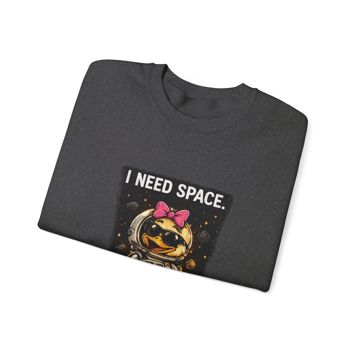 Need Space I Glide Crewneck Sweatshirt — Cute Skate Duck Graphic