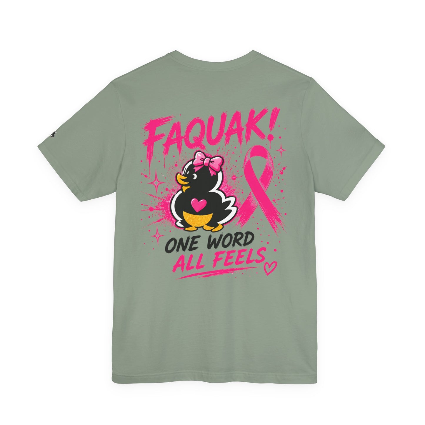 FAQUAK! Duck with Pink Ribbon T-Shirt | Breast Cancer Awareness Tee