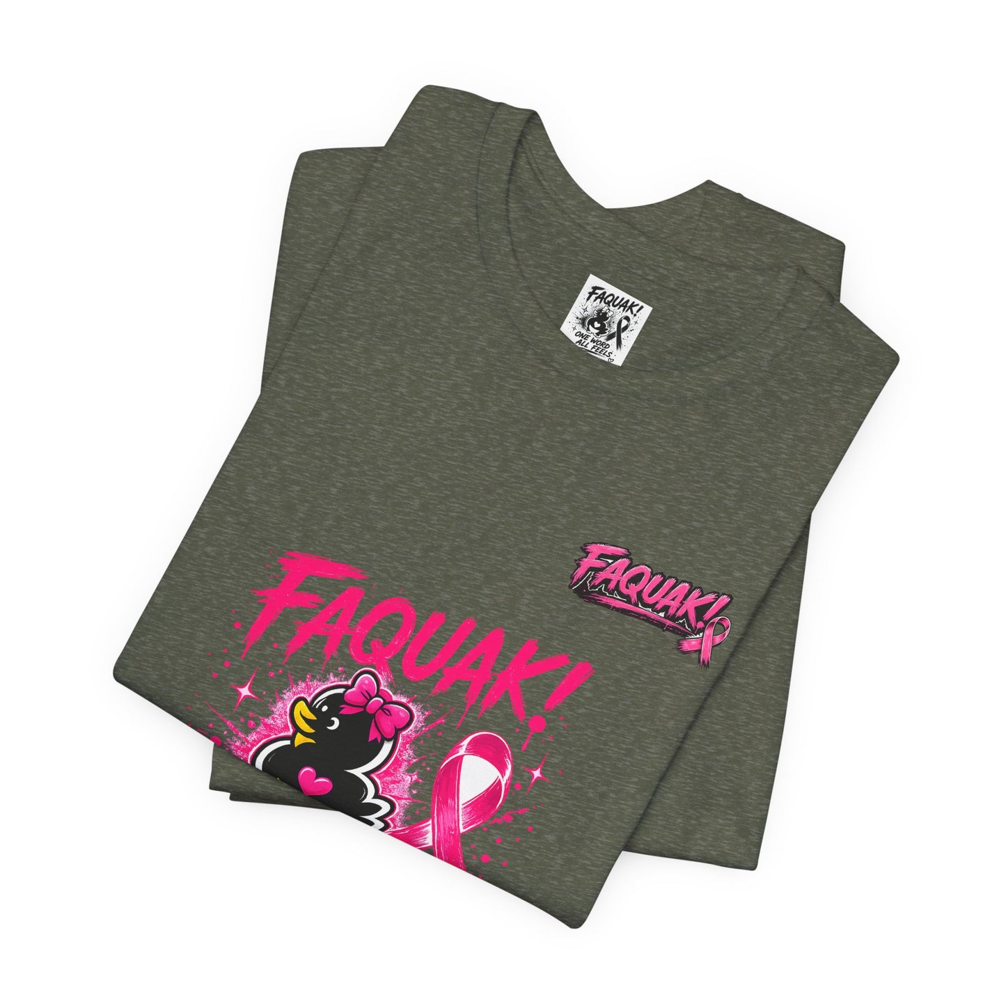 FAQUAK! Duck with Pink Ribbon T-Shirt | Breast Cancer Awareness Tee