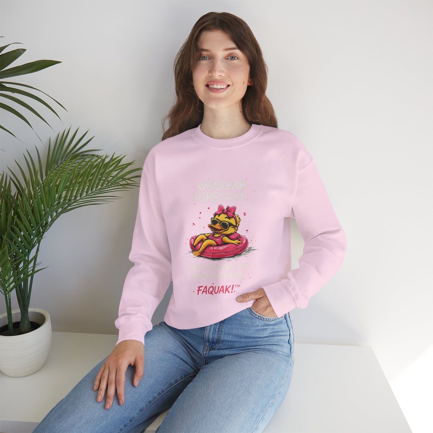 Weekend Forecast  - Crewneck Sweatshirt — Cute Skate Duck Graphic