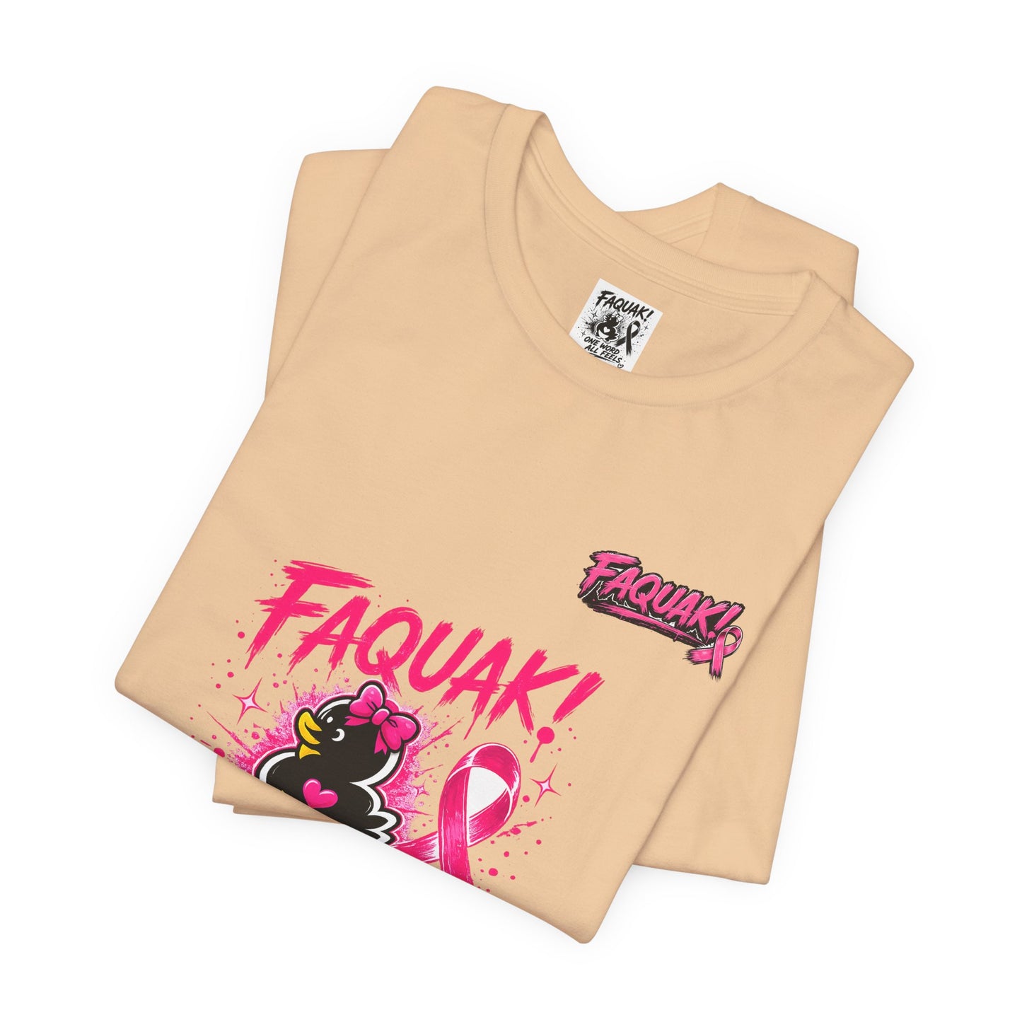 FAQUAK! Duck with Pink Ribbon T-Shirt | Breast Cancer Awareness Tee