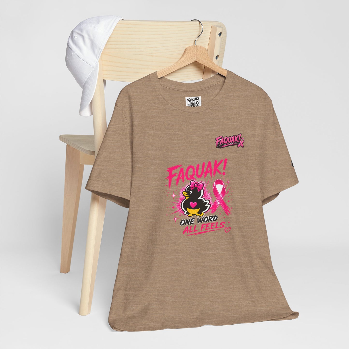 FAQUAK! Duck with Pink Ribbon T-Shirt | Breast Cancer Awareness Tee