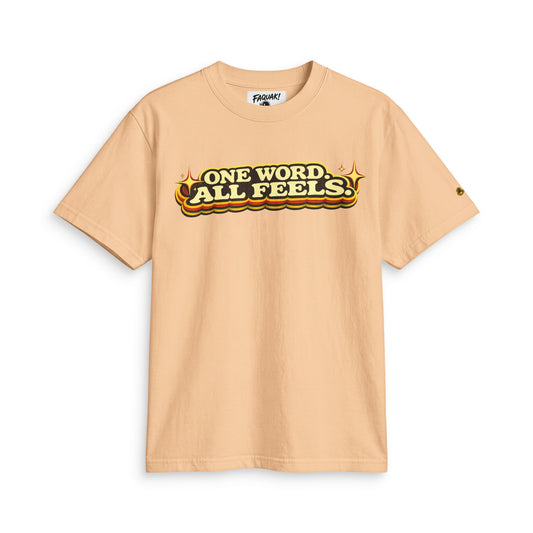 One Word, All Feels Tee — Retro Graphic T-Shirt with "FAQUAK!" Back Print