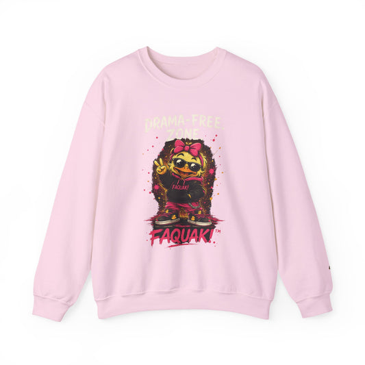 Faquak! Drama-Free — Crewneck Sweatshirt | Cute Skate Duck Graphic