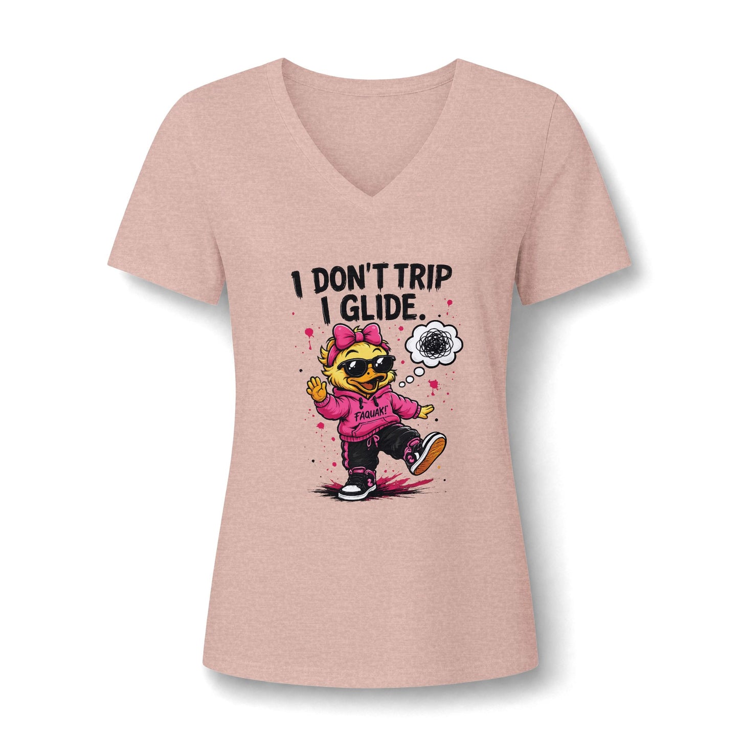 Faquak! Feeling's- Women's Relaxed Heather CVC V-Neck Tee