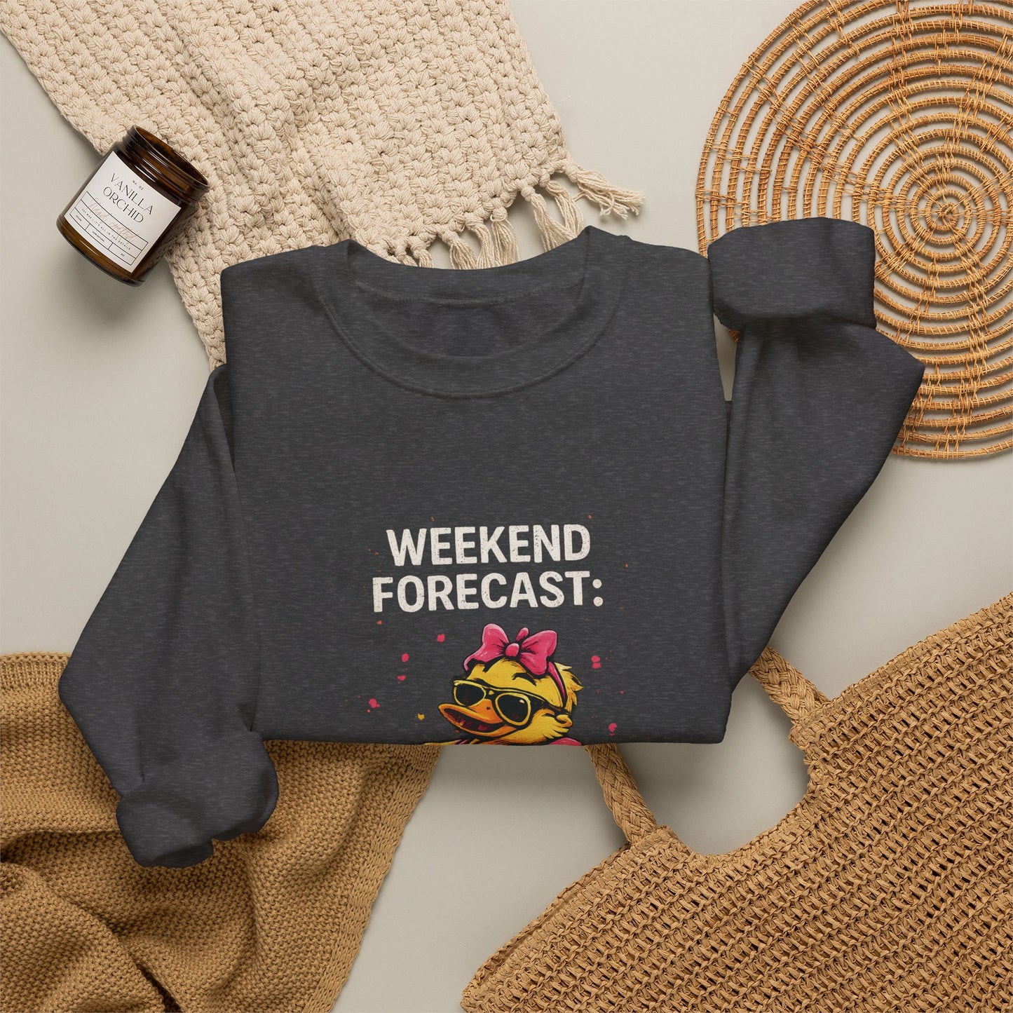 Weekend Forecast  - Crewneck Sweatshirt — Cute Skate Duck Graphic