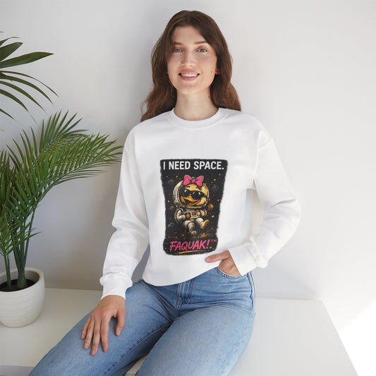 Need Space I Glide Crewneck Sweatshirt — Cute Skate Duck Graphic
