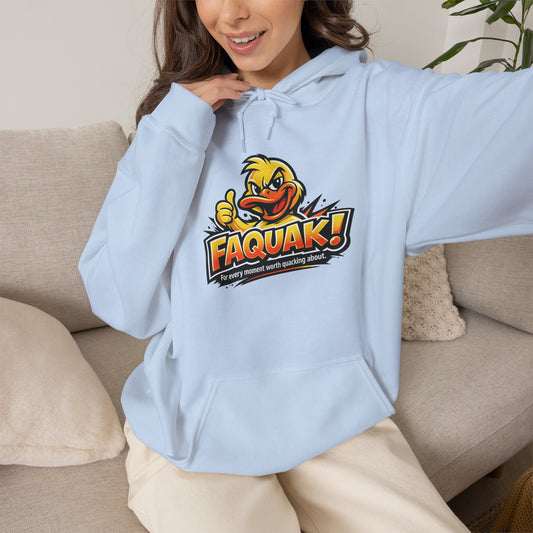 Faquak! Duck Logo Hoodie – Funny Retro Mascot Graphic Sweatshirt