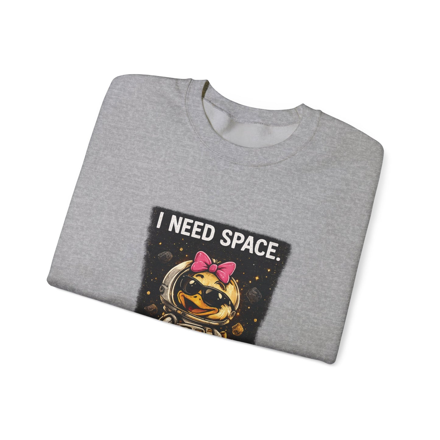 Need Space I Glide Crewneck Sweatshirt — Cute Skate Duck Graphic