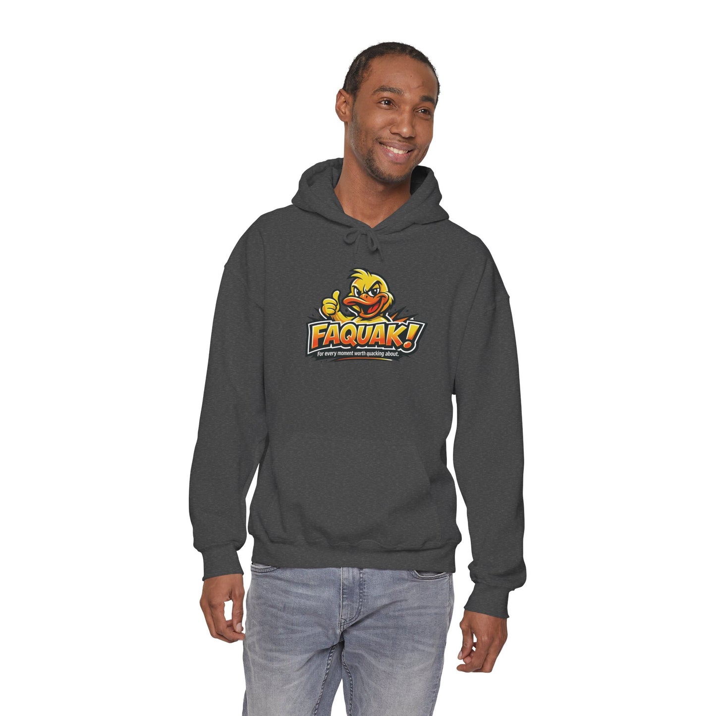 Faquak! Duck Logo Hoodie – Funny Retro Mascot Graphic Sweatshirt