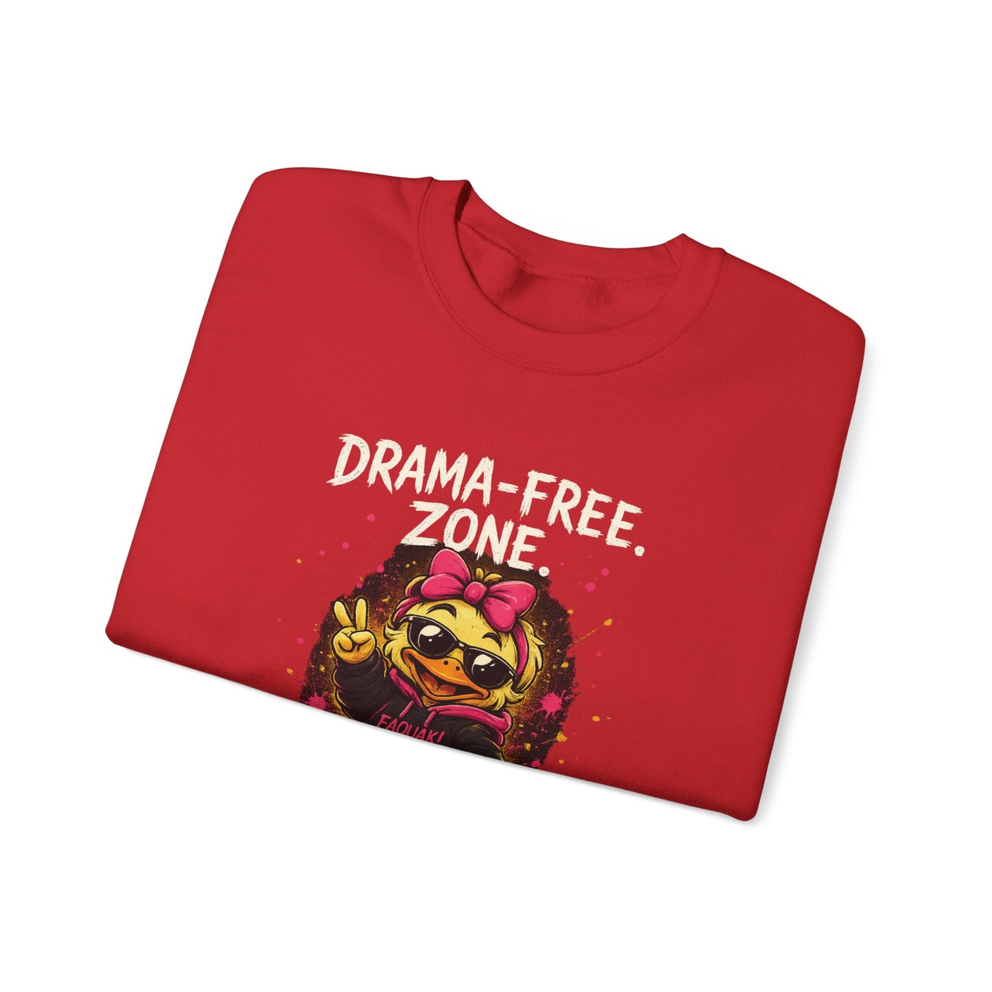 Drama-Free- Crewneck Sweatshirt — Cute Skate Duck Graphic