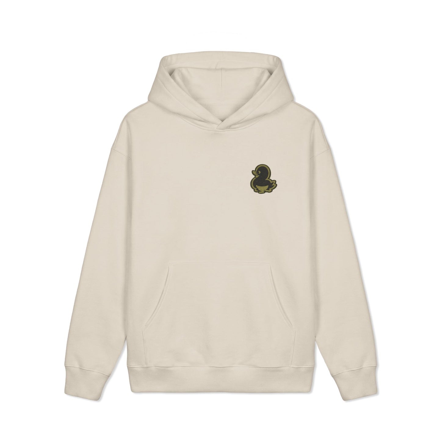 Graphic Hoodie — "Faquak! One Word All Feels." Retro Camo Script Back Print