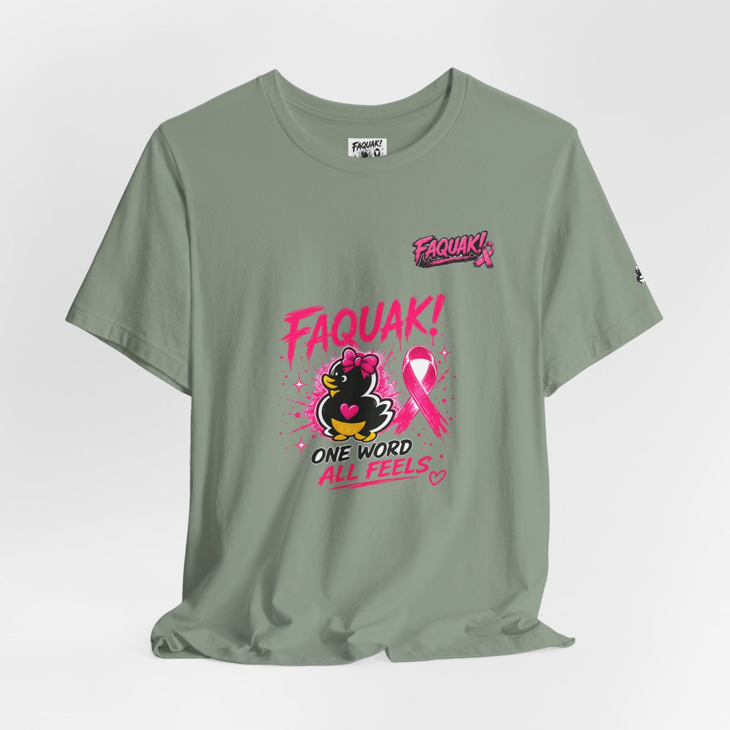FAQUAK! Duck with Pink Ribbon T-Shirt | Breast Cancer Awareness Tee