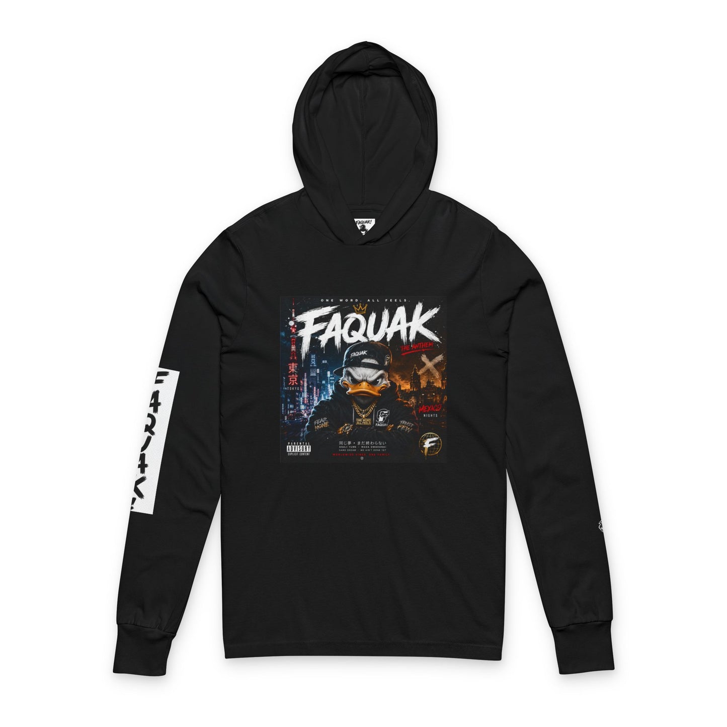 Faquak Graphic Hoodie Tee — Streetwear Long-Sleeve Hooded Shirt