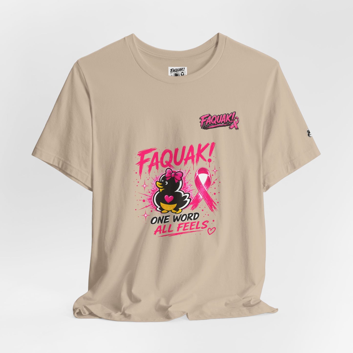 FAQUAK! Duck with Pink Ribbon T-Shirt | Breast Cancer Awareness Tee