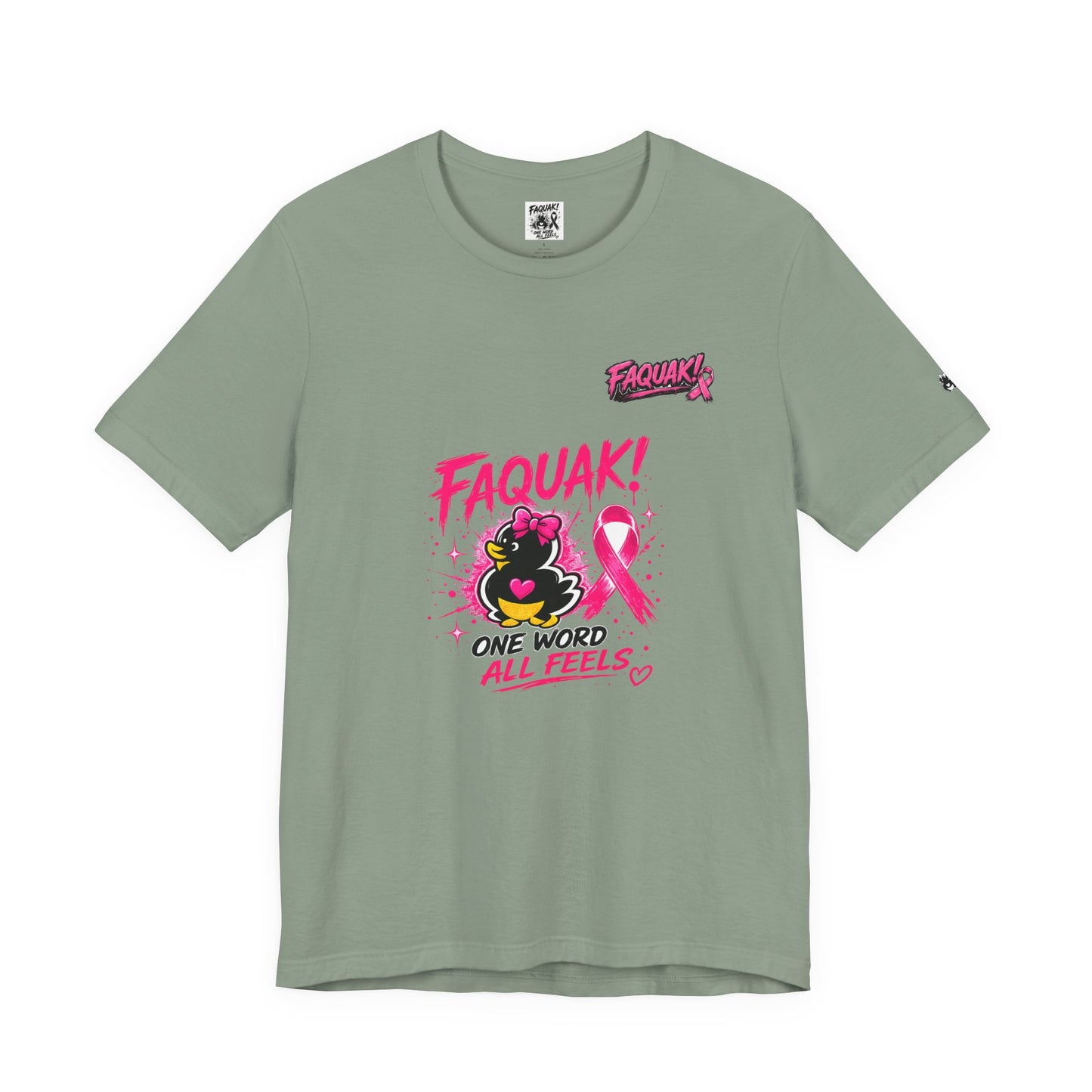 FAQUAK! Duck with Pink Ribbon T-Shirt | Breast Cancer Awareness Tee