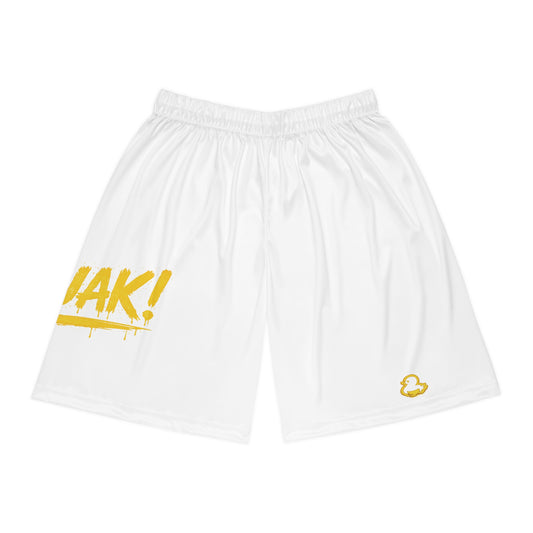 FAQUAK! White Basketball Shorts — All-Over Print Athletic Shorts