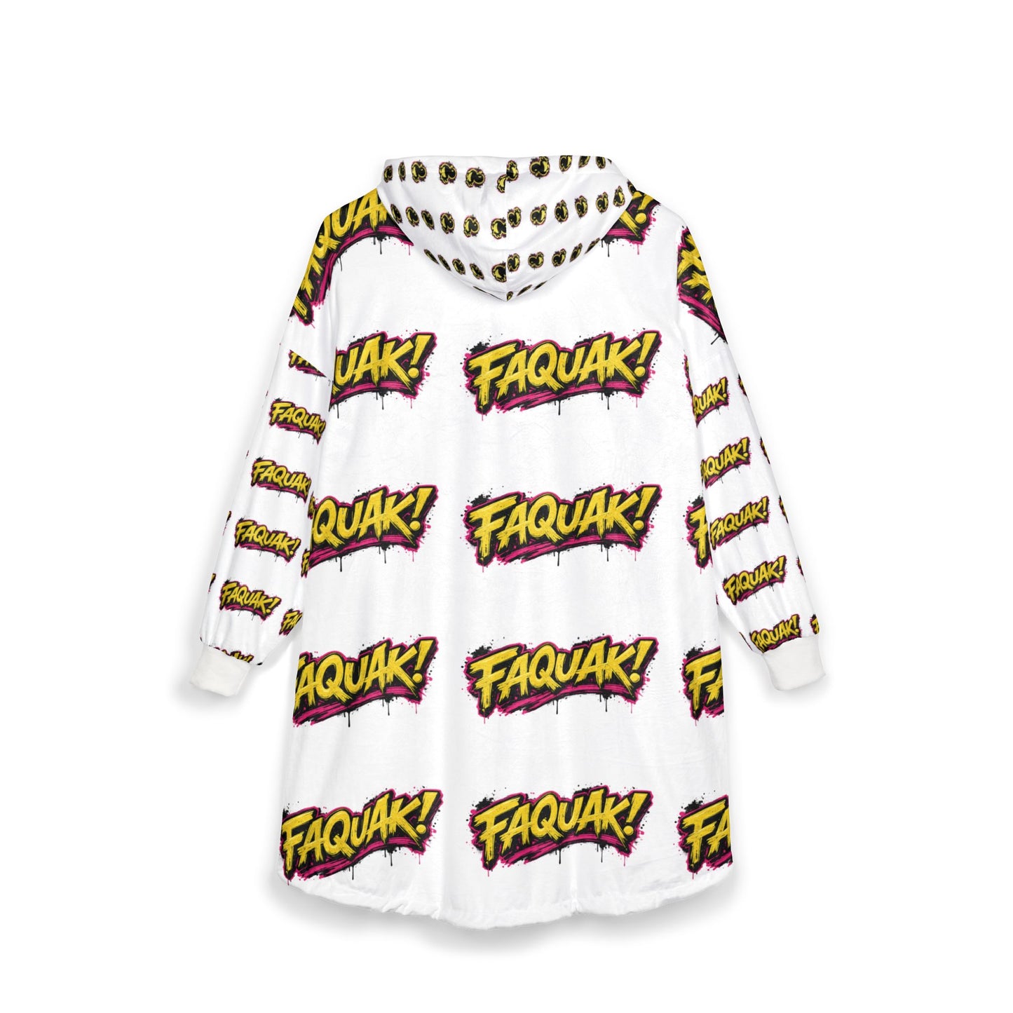 Faquak! Comic Graphic Hooded Blanket — Cozy Oversized Cartoon Hoodie Blanket