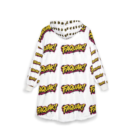Faquak! Comic Graphic Hooded Blanket — Cozy Oversized Cartoon Hoodie Blanket