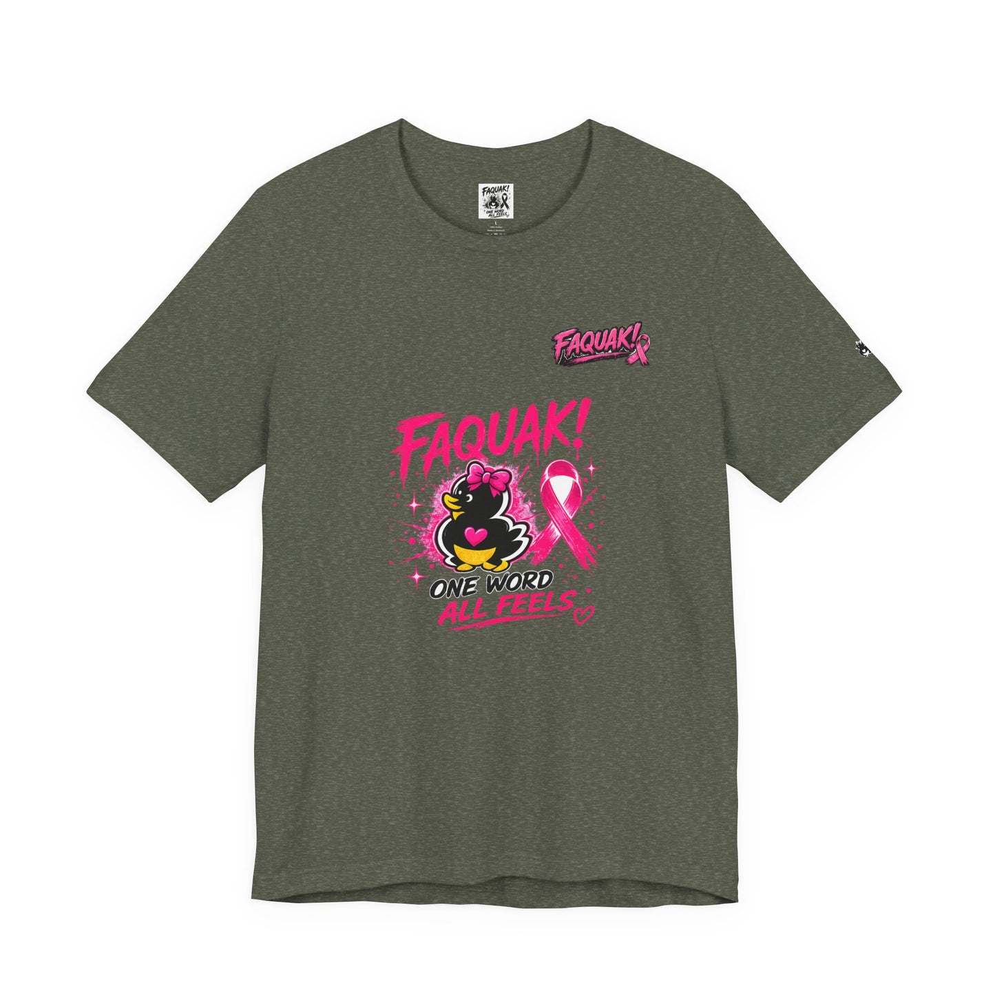 FAQUAK! Duck with Pink Ribbon T-Shirt | Breast Cancer Awareness Tee