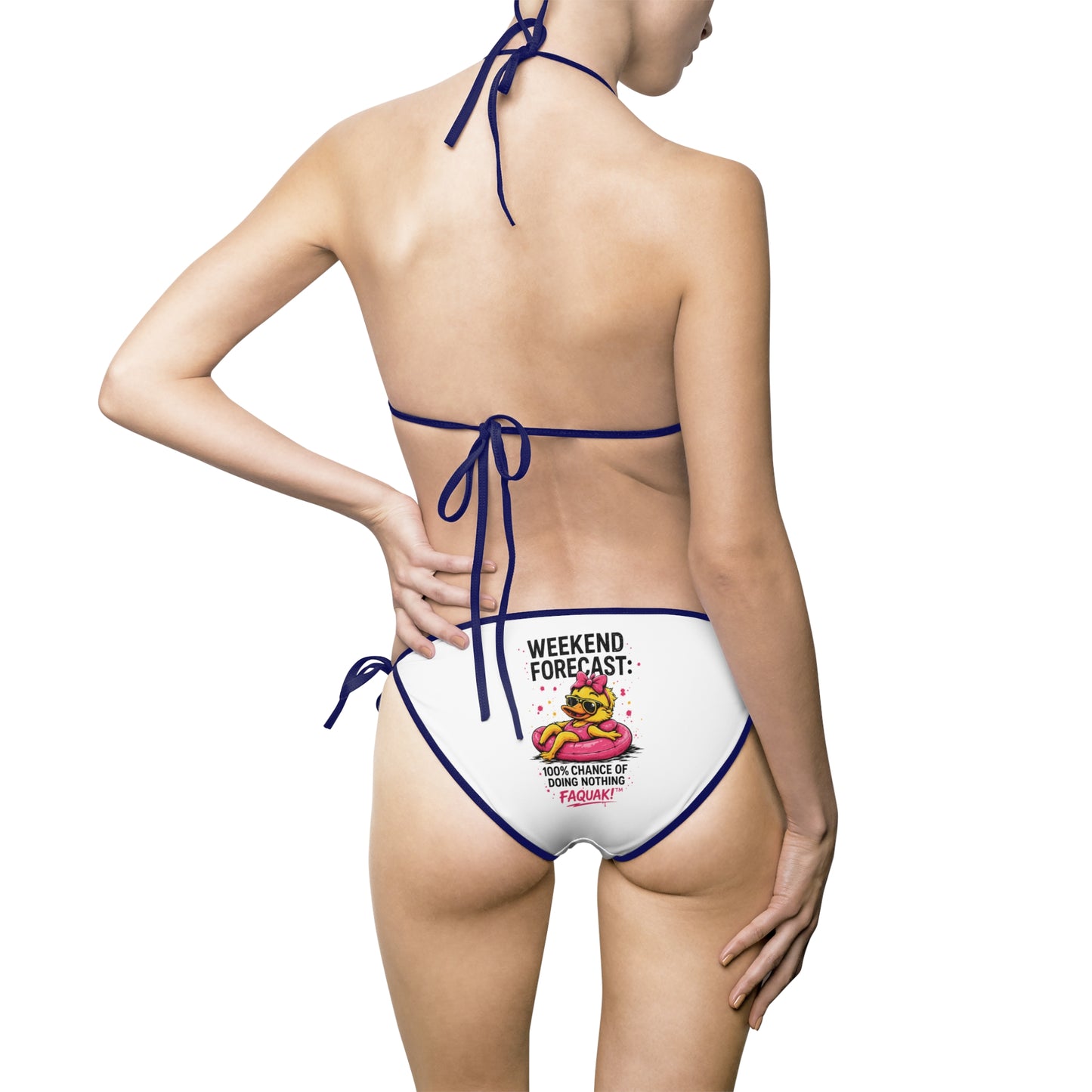 White Floral Heart Bikini — Women's Two-Piece Swimwear with Tiny Flower Emblem