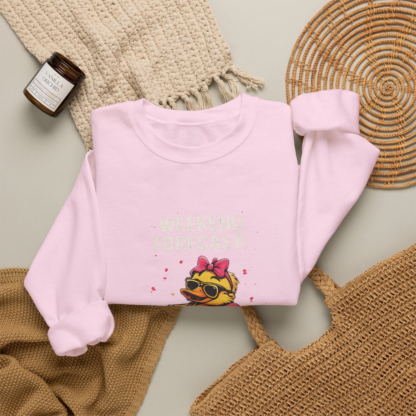 Weekend Forecast  - Crewneck Sweatshirt — Cute Skate Duck Graphic