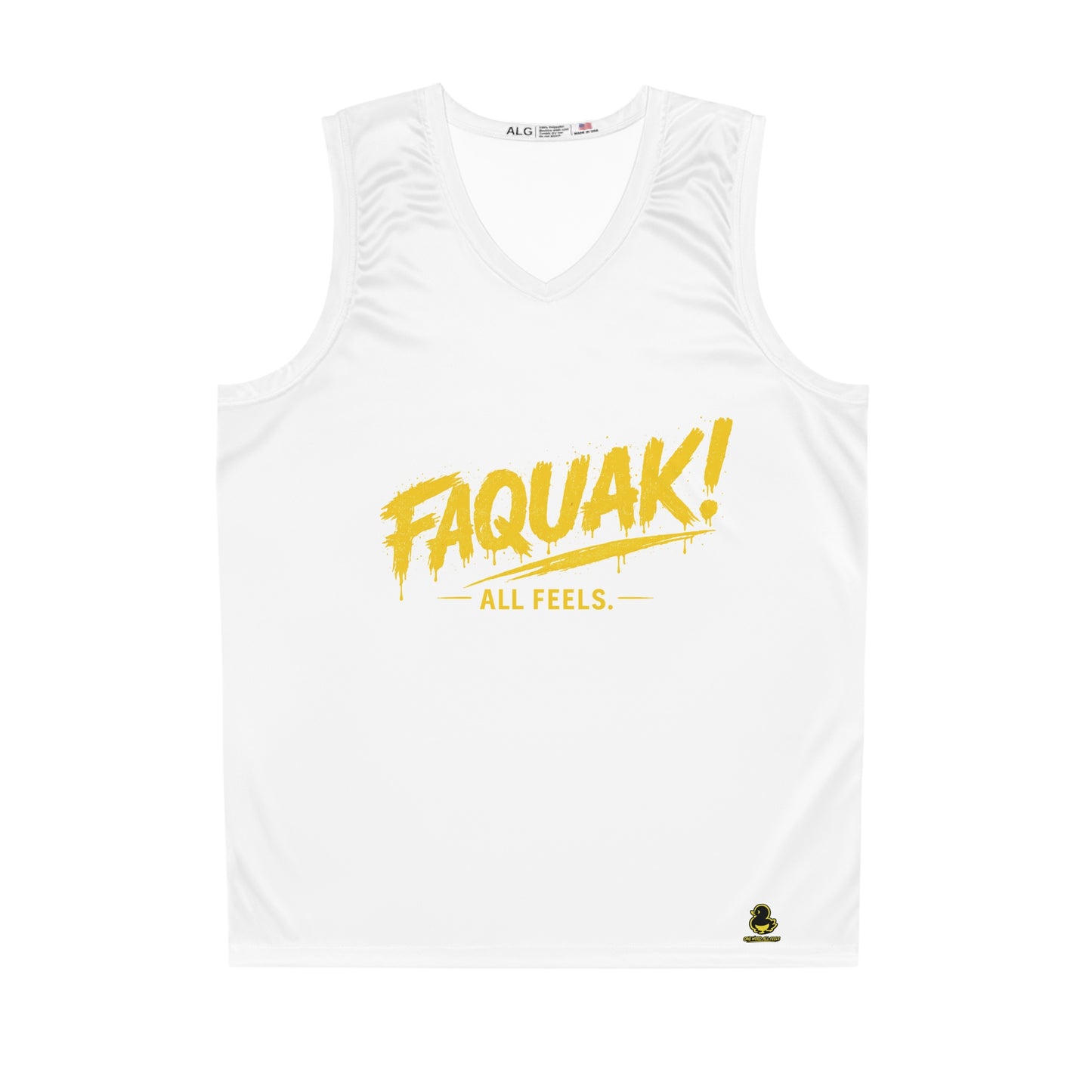 Faquak! Basketball Jersey — 'All Feels' Duck Logo Athletic Tank